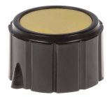 Копче за потенциометър, ф20x12.5mm, репер, жълт цвят, шлиц