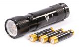 Eco-LED flashlight with laser, 8LEDs, 50m, metal housing