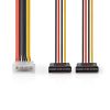 Захранващ кабел, Molex/m - 2xSATA 15pin/f, 150mm, CCGP73520VA015, NEDIS - 2