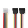 Power cable, Molex/m - 2xSATA 15pin/f, 150mm, CCGP73520VA015, NEDIS
 - 1