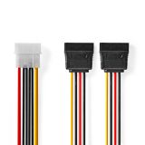 Захранващ кабел, Molex/m - 2xSATA 15pin/f, 150mm, CCGP73520VA015, NEDIS