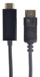 Кабел DP/M към HDMI/M, 1.8m, черен, позлатени накрайници, DeTech