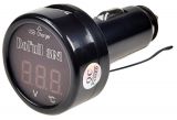 Car USB charger, voltmeter and thermometer 3in1, 12/24VDC