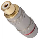 Connector, RCA, F, grey with red tape - Vikiwat Connector, RCA, F, grey with red tape
