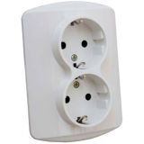 Single Phase Double Socket , 250VAC, 16A, 3500W, white IP20 - 2 - Vikiwat Single Phase Double Socket , 250VAC, 16A, 3500W, white IP20 - 2