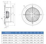 Industrial axial fan, BDRAX 250-2K, ф250mm, 230VAC, 110W, 1500m3/h (882.9 Cfm) - 5 - Vikiwat Industrial axial fan, BDRAX 250-2K, ф250mm, 230VAC, 110W, 1500m3/h (882.9 Cfm) - 5