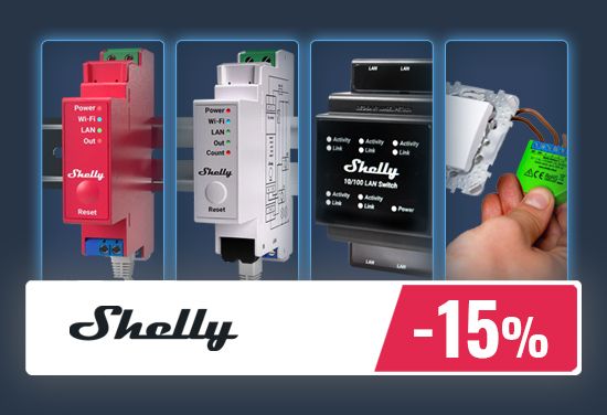 -15% на Shelly — умни устройства за автоматизация на дома: smart релета, крушки, електромери, сензори, контролери и решения за дистанционно управление и мониторинг.
